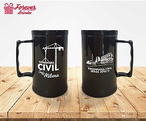 Caneca Preta de Chopp de Engenharia Civil