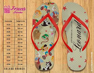 Chinelo Personalizado Aniversário Pinóquio