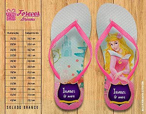 Chinelo Personalizado Aniversário Princesa Aurora Bela adormecida
