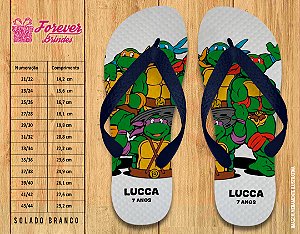 Chinelo Personalizado Aniversário Tartaruga Ninja
