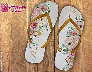 Chinelo De Casamento Floral Branco