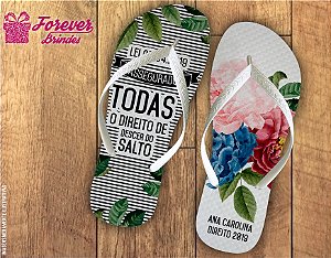 Chinelo Formatura Direito Com Flores e Listras