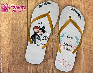 Chinelo De Casamento Personalizado Com Bonequinhos