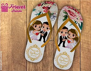 Chinelo Personalizado de Casamento Com Ícones