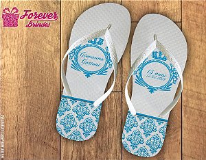 Chinelo Personalizado Azul de 15 Anos