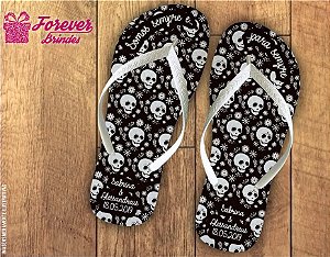 Chinelo Personalizado De Casamento Caveirinhas