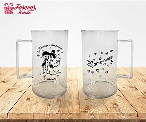 Caneca De Chopp De Casamento Com Bonequinhos