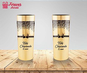 Copo Long Drink Metalizado 15 Anos Dourado