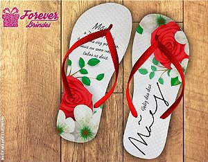 Chinelo Personalizado Dia Das Mães Rosas Vermelhas