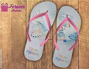 Chinelo Personalizado de Aniversário Com Arco Íris