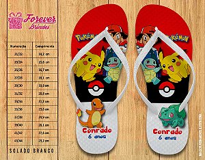 Chinelo Personalizado Aniversário Pokemon
