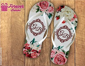 Chinelo De Casamento Com Flores Rosas