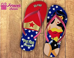 Chinelo Personalizado Aniversário Da Mulher Maravilha