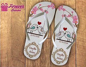 Chinelo Personalizado Dia Dos Namorados Passarinhos