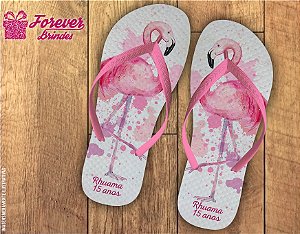 Chinelo Personalizado De 15 Anos Flamingo