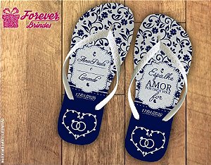 Chinelo Personalizado De Casamento Azul