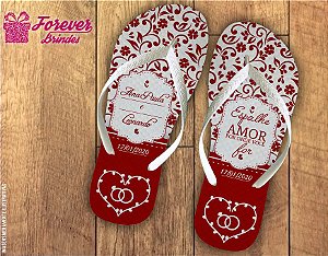 Chinelo Personalizado De Casamento Vermelho