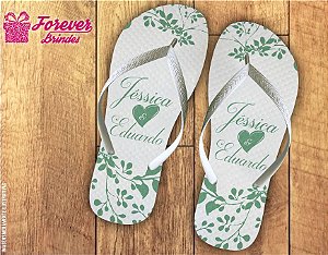 Chinelo Personalizado De Casamento Com Folhas