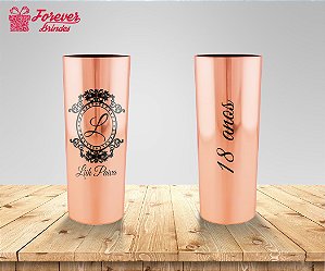 Copo Long Drink Rose Metalizado De 15 Anos