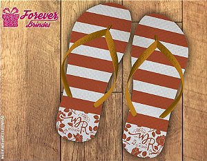 Chinelo Personalizado De Casamento Listrado Marrom