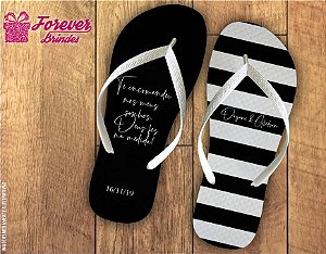 Chinelo Listrado Personalizado De Casamento Com Frase - FOREVER BRINDES