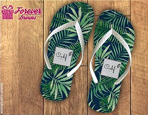 Chinelo De Festa Personalizado Com Folhas