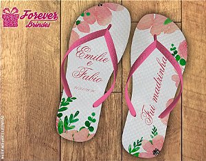 Chinelo Personalizado Floral De Casamento