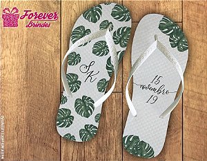 Chinelo Personalizado De Casamento Com folhas