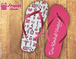 Chinelo Personalizado Rosa Formatura De Medicina