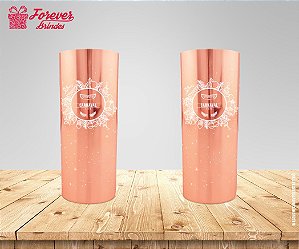 Copo Long Drink Metalizado Rose De Carnaval