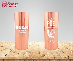 Copo Long Drink Metalizado Rose Aniversário