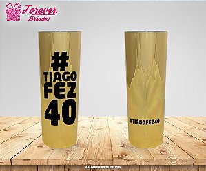 Copo Long Drink Metalizado Dourado Aniversário