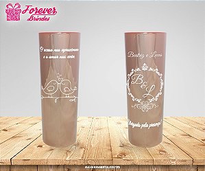 Copo Long Drink Metalizado Rose de Casamento