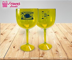 Taça De Gin Personalizada de  Aniversário Tropical