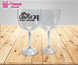 Taça De Gin  Transparente  Personalizada de  Aniversário