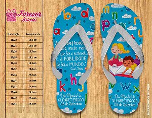 Chinelo Personalizado do dia Mundial da Alfabetização