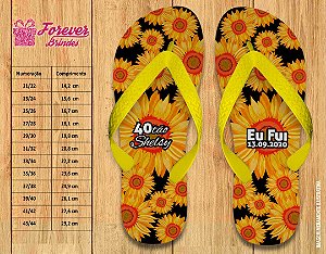 Chinelo Personalizado Aniversário 40 anos Flores