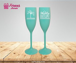 Taça De Champanhe Azul Tiffany Aniversário Na Praia