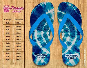 Chinelo Personalizado Tie Dye Aniversário Azul