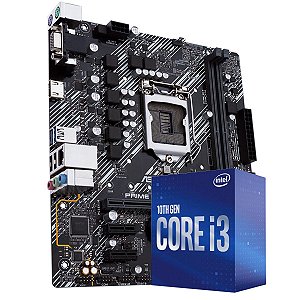 Kit Upgrade Processador Intel Core i3 10100F + Placa Mãe Gigabyte H410M-H