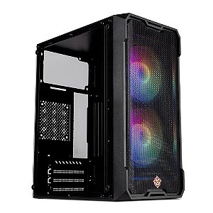 Gabinete Gamer Jester Mid-Tower Lateral de Vidro Com 2 Fans Preto