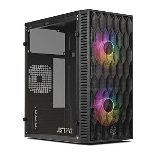 Gabinete Gamer Jester V2 Mid-Tower Lateral de Vidro Com 2 Fans Preto