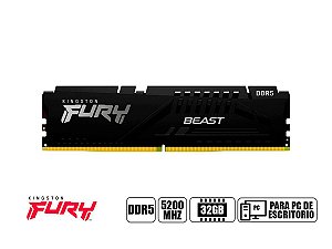 Memória DDR5 32GB 5200MHz Kingston Fury Gamer KF552C40BB-32