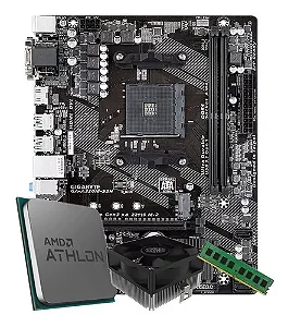 Kit Upgrade AMD 200GE 3.2GHz + Placa Mãe A320 + Memória DDR4 8GB 2666Mhz
