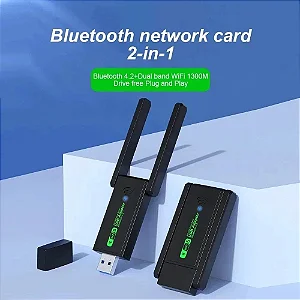 ADAPTADOR USB 3.0 WIFI DUAL BAND -2.4GHZ E 5GHZ 1300 MBPS Dual Antena + Bluetooth 4.2