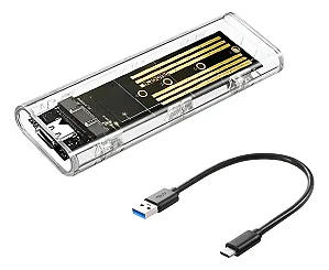 CASE PARA SSD M.2 NVME PCI-E Transparente USB-C