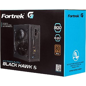 Fonte Black Hawk Gamer 500 Watts 80 Plus PFC Ativo Fortrek