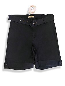 Shorts Plus Size Bengaline com Cinto Encapado e Lapela 12015