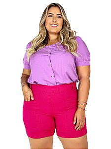 Shorts Plus Size em Linho com Bolso na Frente 12059