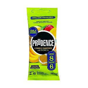 Preservativos Mix Tropical Edição Limitada Linha Cores E Sabores Prudence Leve 8, Pague 6